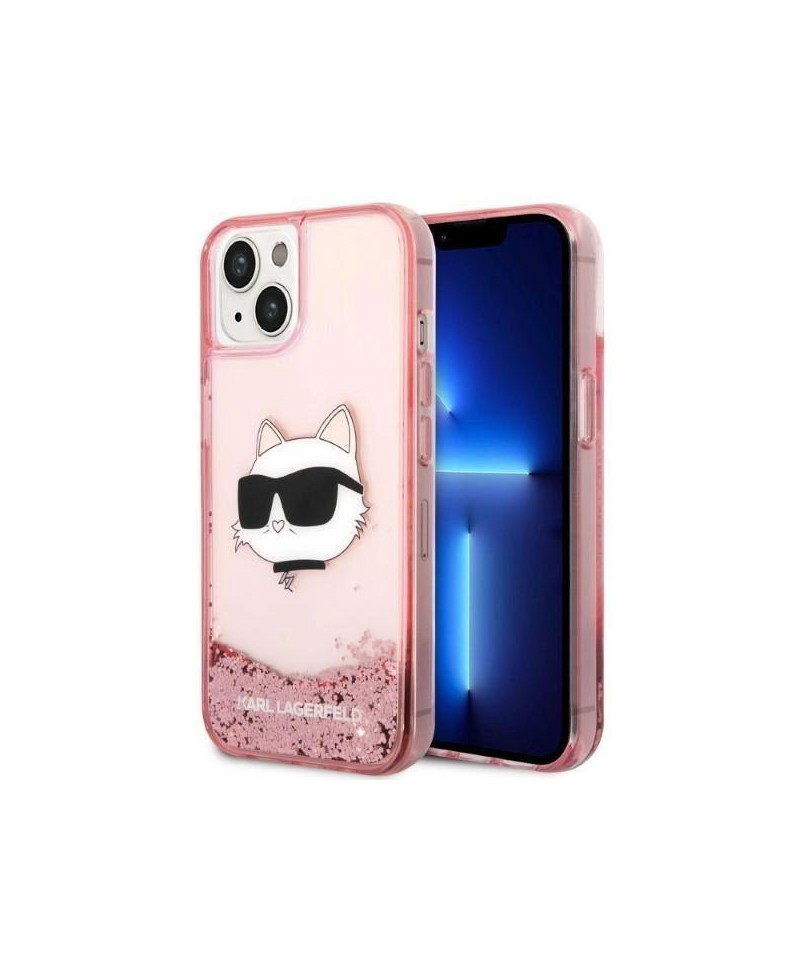 Karl Lagerfeld Glitter Choupette Head case for iPhone 14 Plus - pink