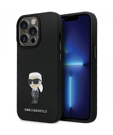 Karl Lagerfeld KLHCP14XSMHKNPK case for iPhone 14 Pro Max 6.7" - black Silicone Ikonik Metal Pin