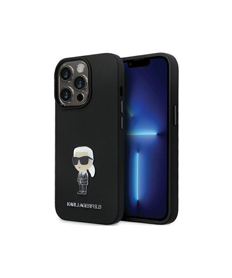Karl Lagerfeld KLHCP14XSMHKNPK case for iPhone 14 Pro Max 6.7" - black Silicone Ikonik Metal Pin