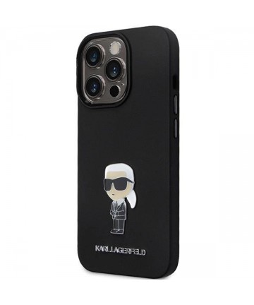 Karl Lagerfeld KLHCP14XSMHKNPK case for iPhone 14 Pro Max 6.7" - black Silicone Ikonik Metal Pin