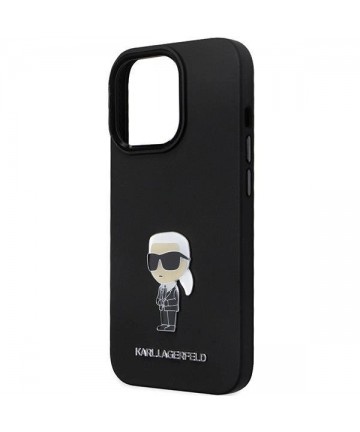 Karl Lagerfeld KLHCP14XSMHKNPK case for iPhone 14 Pro Max 6.7" - black Silicone Ikonik Metal Pin