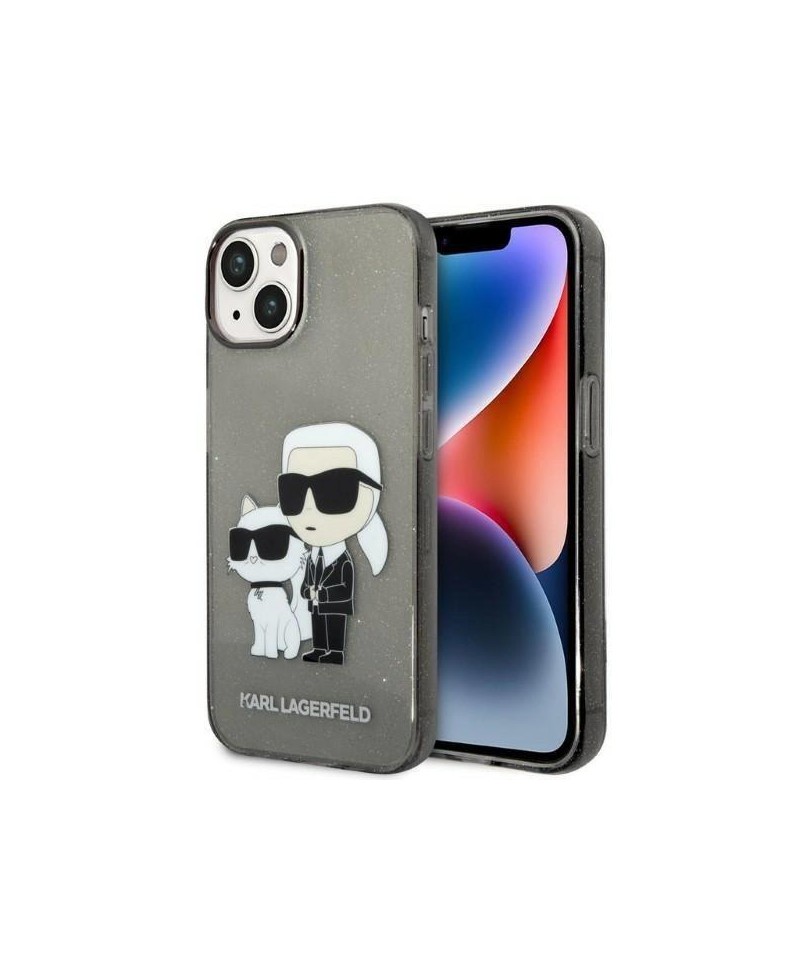 Karl Lagerfeld Glitter Karl&Choupette case for iPhone 14 Plus - black