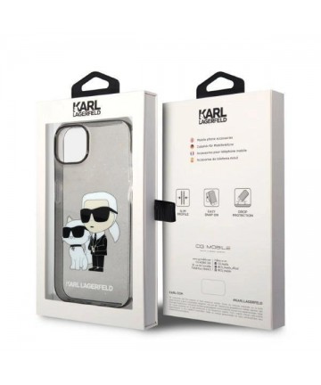 Karl Lagerfeld Glitter Karl&Choupette case for iPhone 14 Plus - black