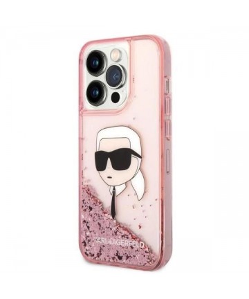 Karl Lagerfeld Glitter Karl's Head case for iPhone 14 Pro - pink