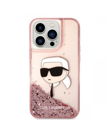 Karl Lagerfeld Glitter Karl's Head case for iPhone 14 Pro - pink
