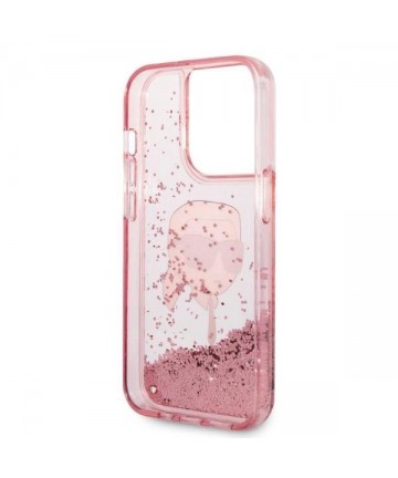 Karl Lagerfeld Glitter Karl's Head case for iPhone 14 Pro - pink