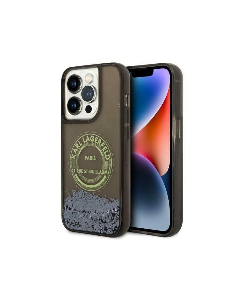 Karl Lagerfeld Liquid Glitter RSG case for iPhone 14 Pro - black