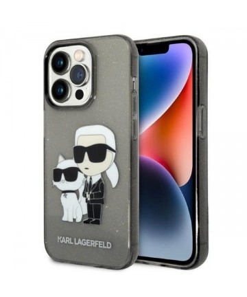 Karl Lagerfeld Glitter Karl&Choupette case for iPhone 14 Pro - black