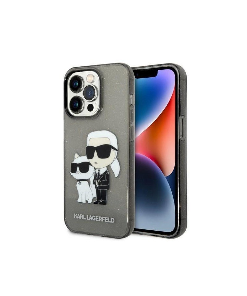 Karl Lagerfeld Glitter Karl&Choupette case for iPhone 14 Pro - black