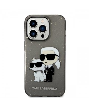 Karl Lagerfeld Glitter Karl&Choupette case for iPhone 14 Pro - black