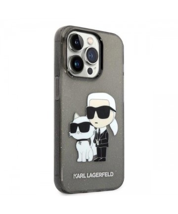 Karl Lagerfeld Glitter Karl&Choupette case for iPhone 14 Pro - black