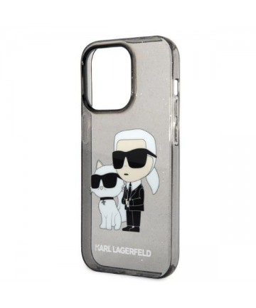 Karl Lagerfeld Glitter Karl&Choupette case for iPhone 14 Pro - black