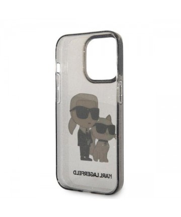 Karl Lagerfeld Glitter Karl&Choupette case for iPhone 14 Pro - black