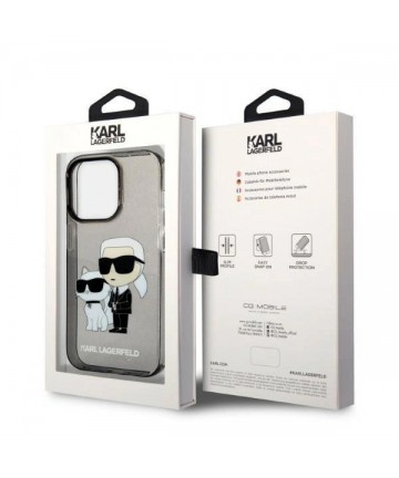 Karl Lagerfeld Glitter Karl&Choupette case for iPhone 14 Pro - black