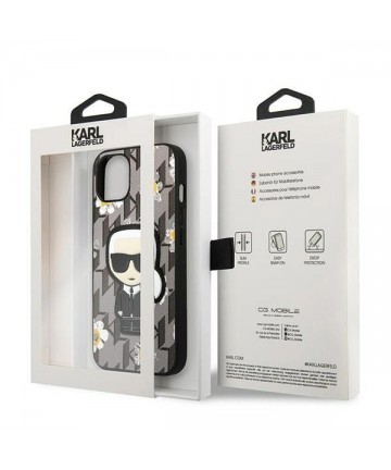 Karl Lagerfeld Flower Ikonik Karl case for iPhone 13 mini - gray