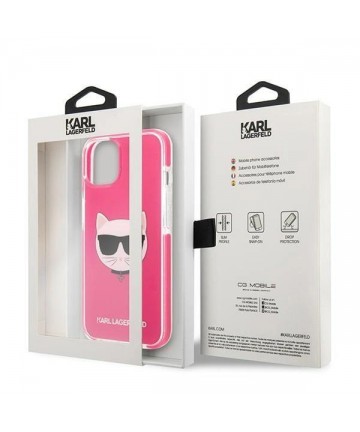 Karl Lagerfeld Choupette Head case for iPhone 13 - fuchsia