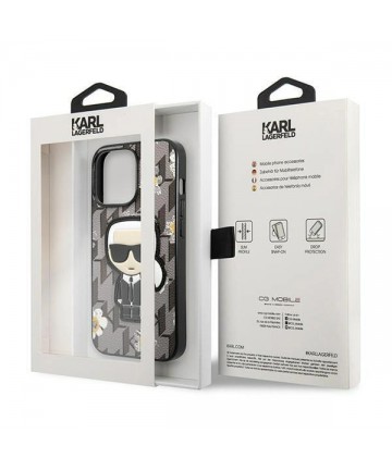 Karl Lagerfeld Flower Ikonik Karl case for iPhone 13 Pro / iPhone 13 - gray
