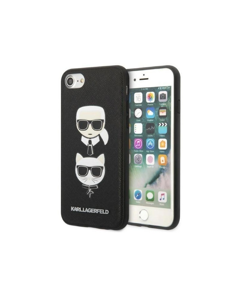 Karl Lagerfeld KLHCI8SAKICKCBK iPhone 7/8 / SE 2020 / SE 2022 black/black hardcase Saffiano Karl&Choupette Head