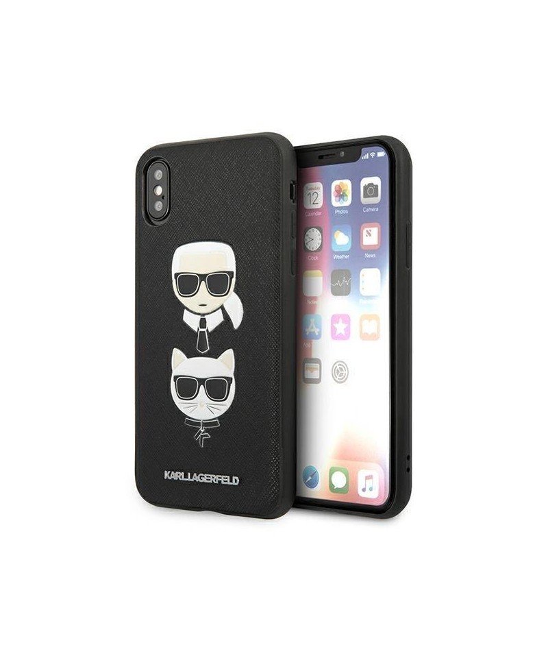 Karl Lagerfeld Saffiano Karl&Choupette Head case for iPhone XS Max - black