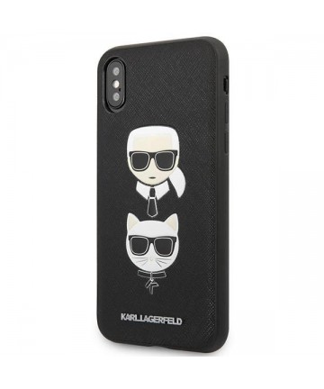 Karl Lagerfeld Saffiano Karl&Choupette Head case for iPhone XS Max - black