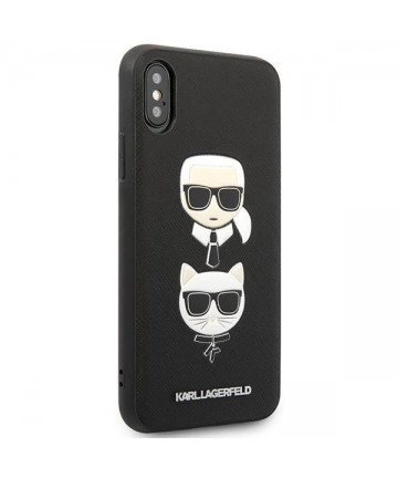 Karl Lagerfeld Saffiano Karl&Choupette Head case for iPhone XS Max - black