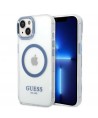 Guess Metal Outline MagSafe case for iPhone 14 Plus - blue