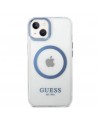Guess Metal Outline MagSafe case for iPhone 14 Plus - blue