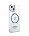 Guess Metal Outline MagSafe case for iPhone 14 Plus - blue