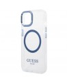 Guess Metal Outline MagSafe case for iPhone 14 Plus - blue