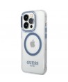 Guess Metal Outline MagSafe case for iPhone 14 Pro - blue