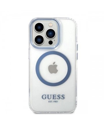 Guess Metal Outline MagSafe case for iPhone 14 Pro - blue