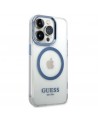 Guess Metal Outline MagSafe case for iPhone 14 Pro - blue
