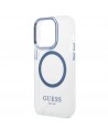 Guess Metal Outline MagSafe case for iPhone 14 Pro - blue