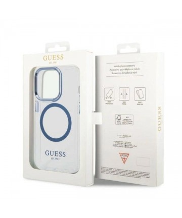 Guess Metal Outline MagSafe case for iPhone 14 Pro - blue