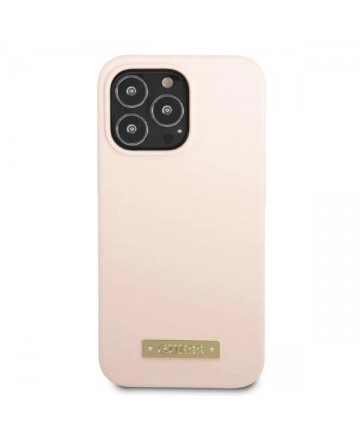 Guess GUHMP13XSPLP iPhone 13 Pro Max 6.7" pink/pink hard case Silicone Logo Plate MagSafe