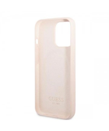 Guess GUHMP13XSPLP iPhone 13 Pro Max 6.7" pink/pink hard case Silicone Logo Plate MagSafe