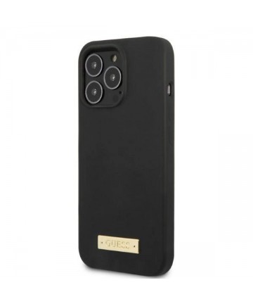 Guess GUHMP13XSPLK iPhone 13 Pro Max 6.7" black/black hard case Silicone Logo Plate MagSafe