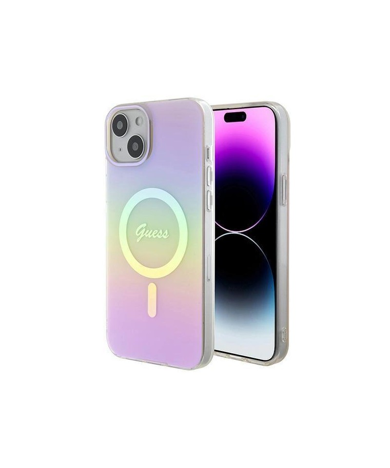 Guess GUHMP15MHITSP iPhone 15 Plus 6.7" pink/pink hardcase IML Iridescent MagSafe