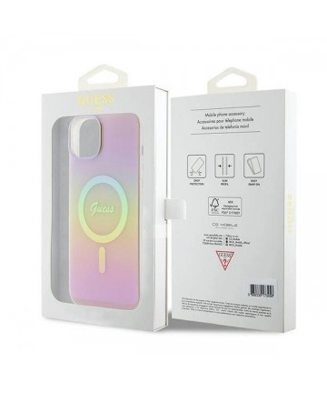 Guess GUHMP15MHITSP iPhone 15 Plus 6.7" pink/pink hardcase IML Iridescent MagSafe