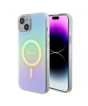Guess GUHMP15MHITSQ iPhone 15 Plus 6.7" turquoise/turquoise hardcase IML Iridescent MagSafe