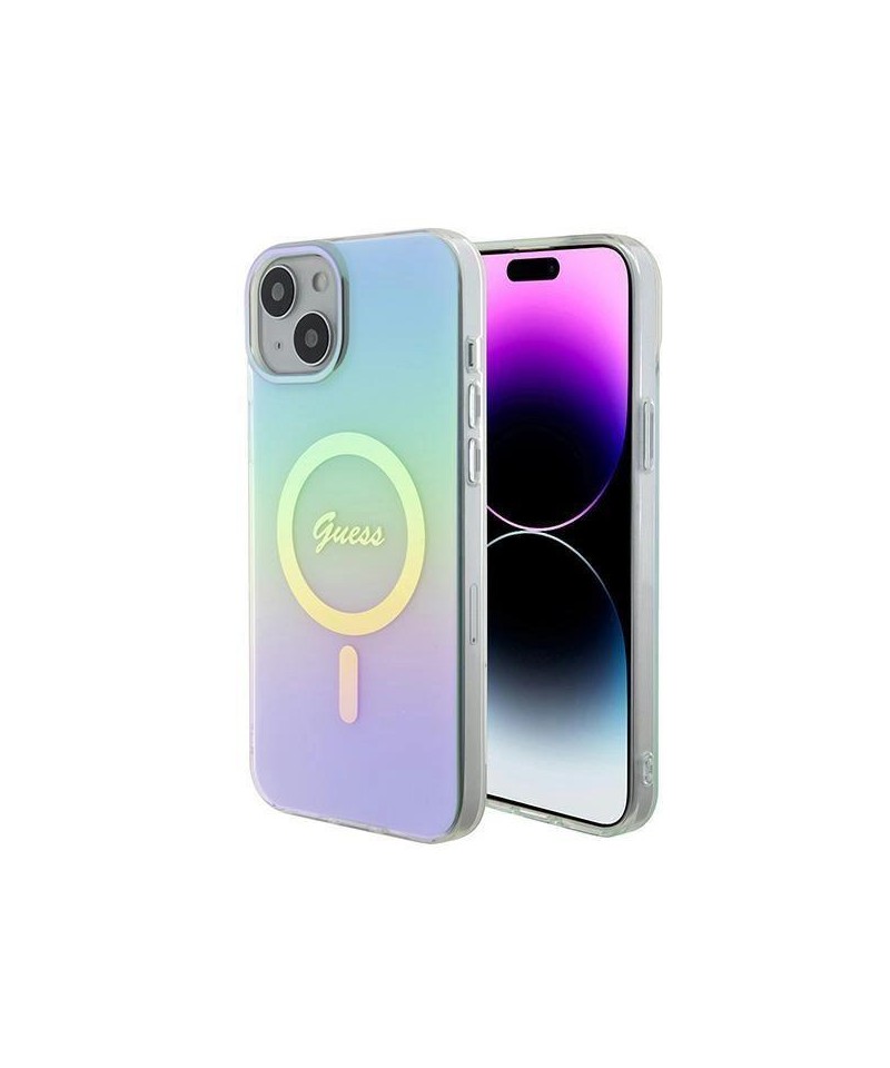 Guess GUHMP15MHITSQ iPhone 15 Plus 6.7" turquoise/turquoise hardcase IML Iridescent MagSafe
