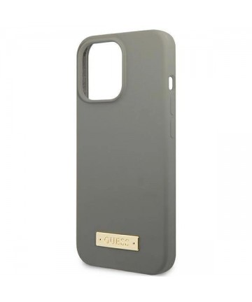 Guess GUHMP13XSPLG iPhone 13 Pro Max 6.7" grey/grey hard case Silicone Logo Plate MagSafe
