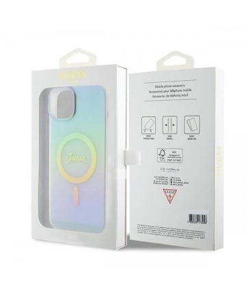Guess GUHMP15MHITSQ iPhone 15 Plus 6.7" turquoise/turquoise hardcase IML Iridescent MagSafe