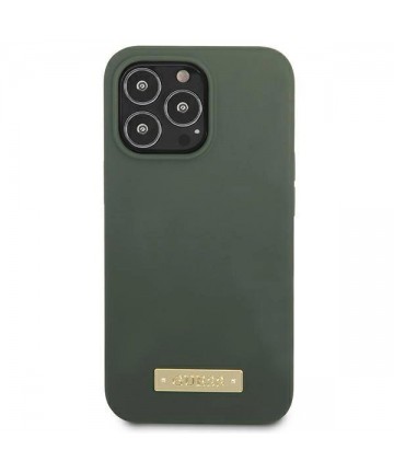 Guess GUHMP13XSPLA iPhone 13 Pro Max 6.7" green/khaki hard case Silicone Logo Plate MagSafe