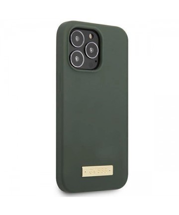 Guess GUHMP13XSPLA iPhone 13 Pro Max 6.7" green/khaki hard case Silicone Logo Plate MagSafe