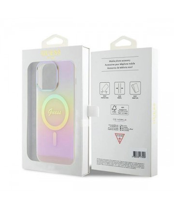 Guess GUHMP15XHITSP iPhone 15 Pro Max 6.7" pink/pink hardcase IML Iridescent MagSafe