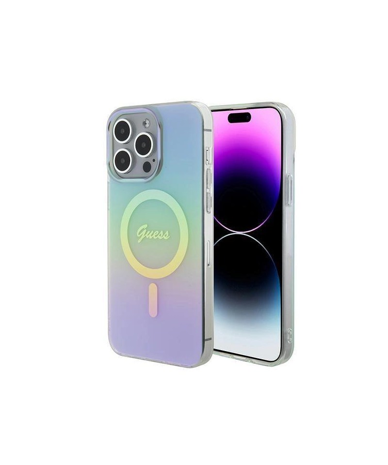 Guess GUHMP15XHITSQ iPhone 15 Pro Max turquoise/turquoise hardcase IML Iridescent MagSafe
