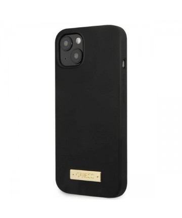 Guess Silicone Logo Plate MagSafe case for iPhone 13 mini - black