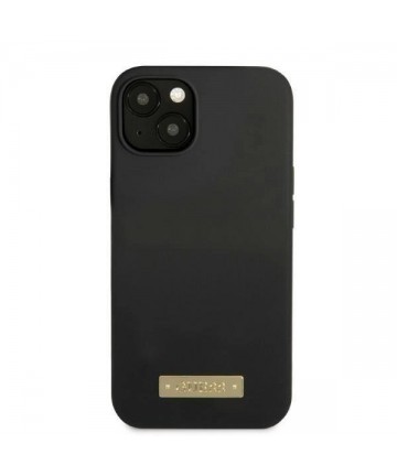Guess Silicone Logo Plate MagSafe case for iPhone 13 mini - black