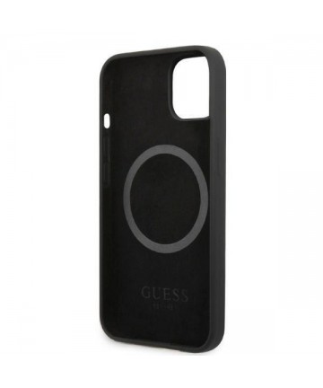 Guess Silicone Logo Plate MagSafe case for iPhone 13 mini - black